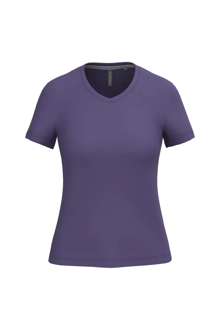 Damen-T-Shirt mit kurzen Ärmeln und V-Ausschnitt Purple