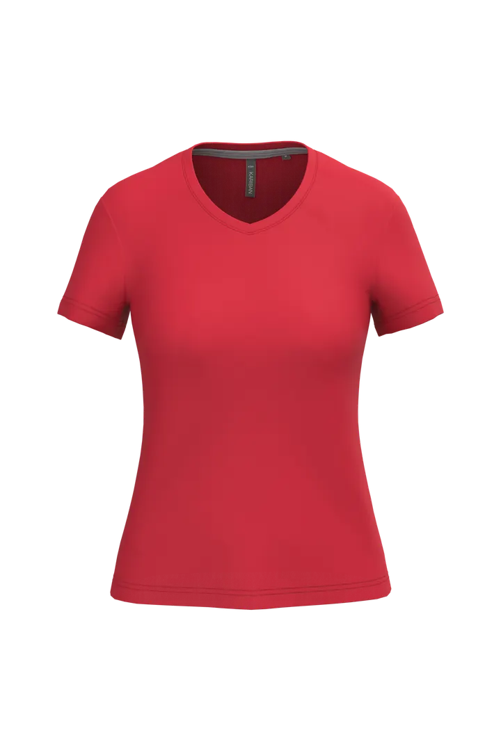Damen-T-Shirt mit kurzen Ärmeln und V-Ausschnitt Red