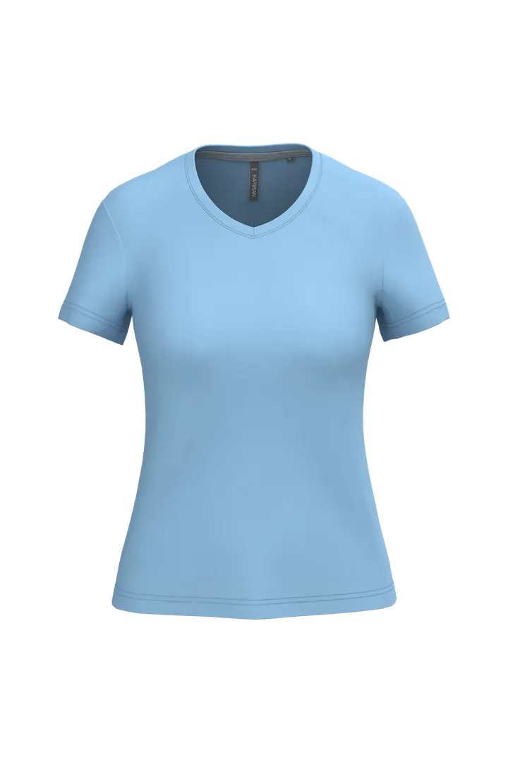 Damen-T-Shirt mit kurzen Ärmeln und V-Ausschnitt Sky Blue
