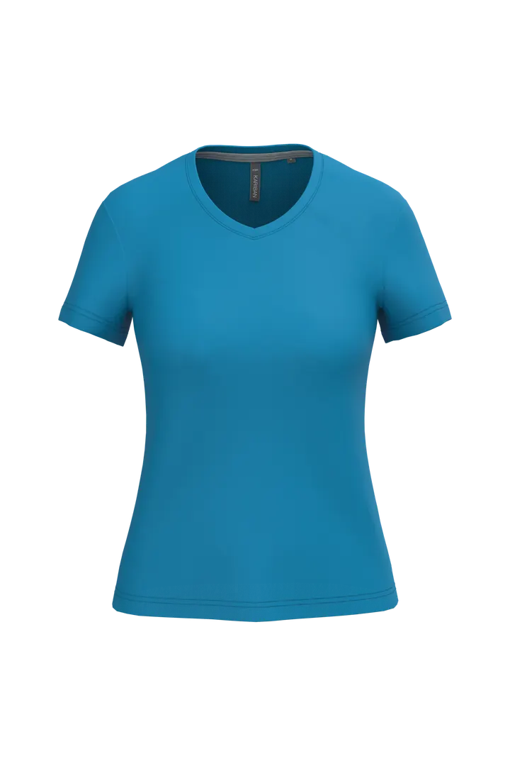 Damen-T-Shirt mit kurzen Ärmeln und V-Ausschnitt Tropical Blue