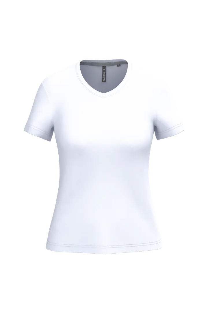 Damen-T-Shirt mit kurzen Ärmeln und V-Ausschnitt White