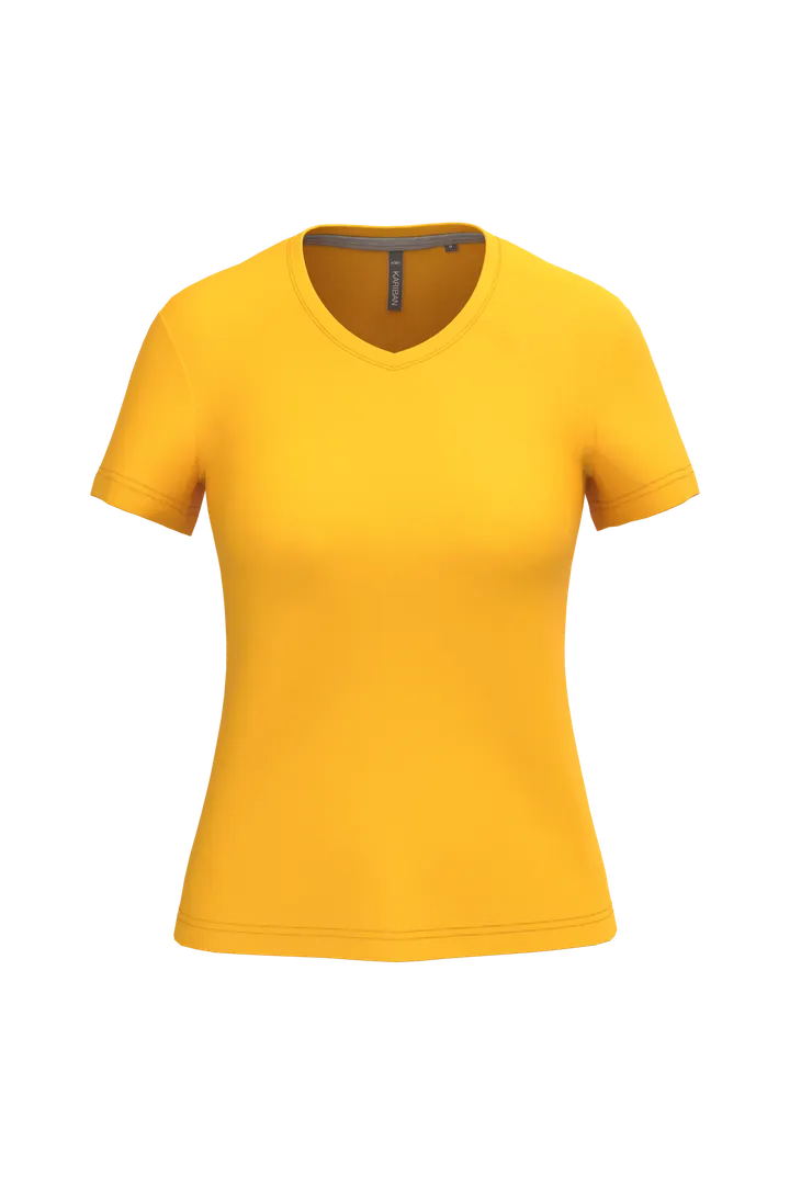 Damen-T-Shirt mit kurzen Ärmeln und V-Ausschnitt Yellow