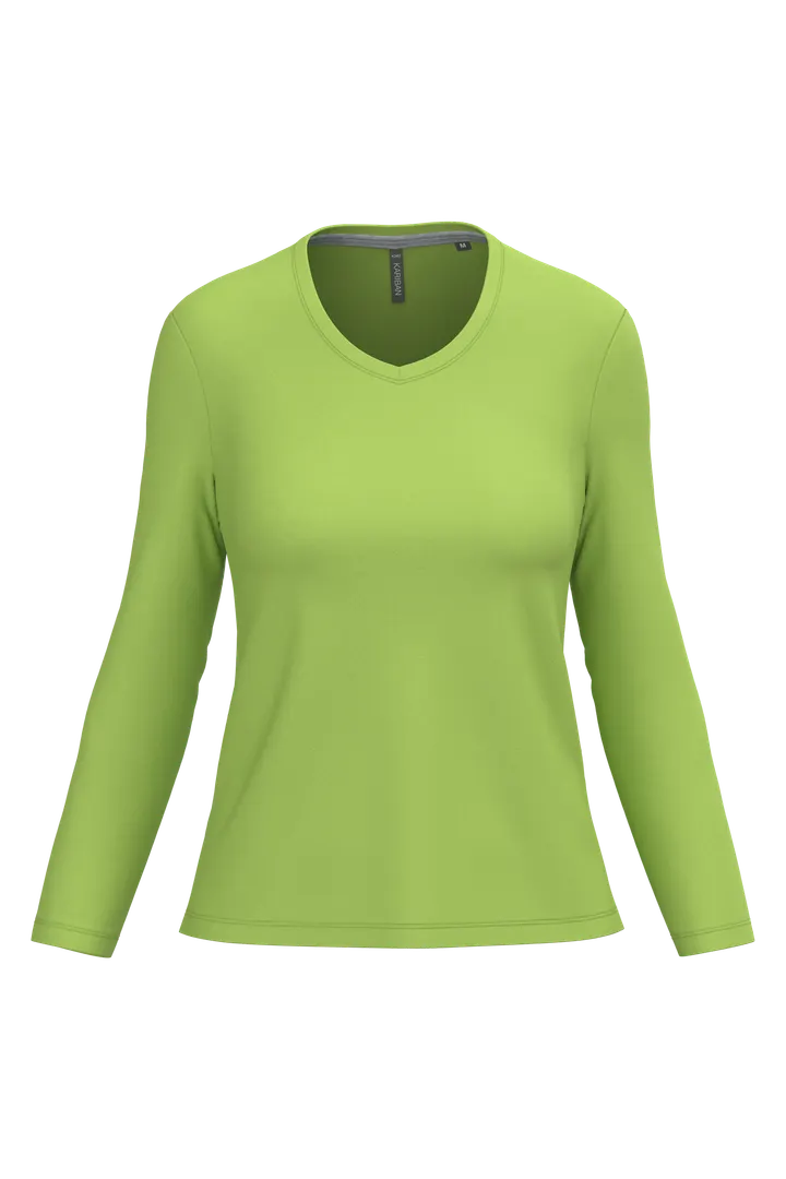 T-shirt col V manches longues femme Lime