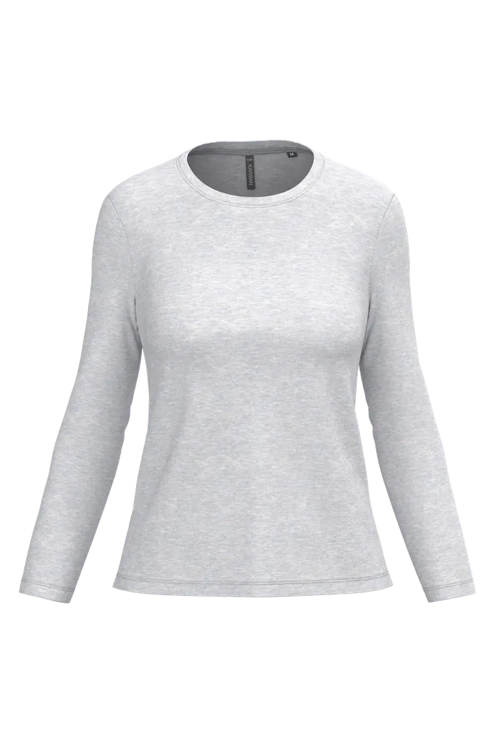 Damen-Langarmshirt mit Rundhalsausschnitt Ash Heather