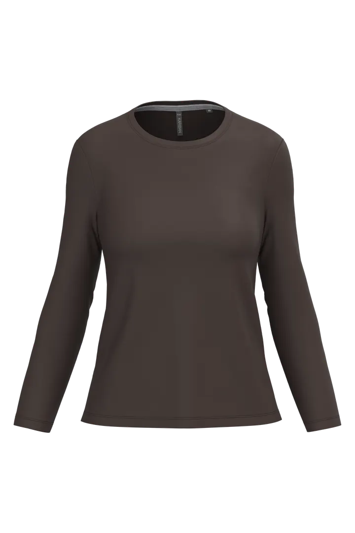 Damen-Langarmshirt mit Rundhalsausschnitt Chocolate