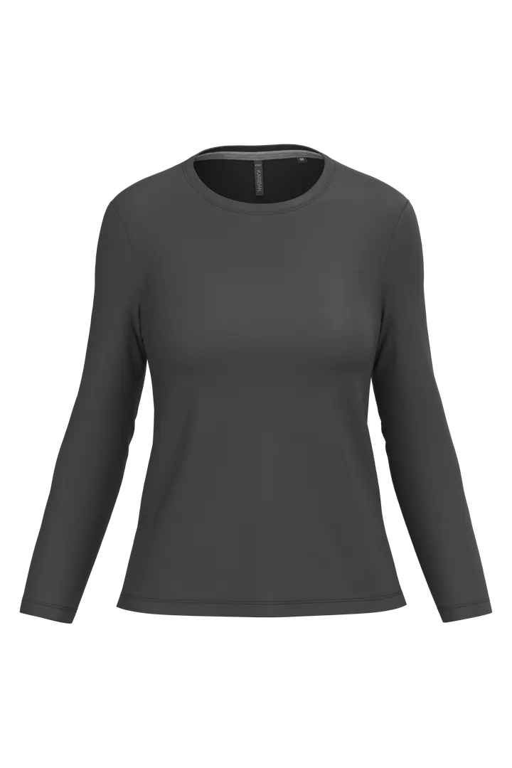 Damen-Langarmshirt mit Rundhalsausschnitt Dark Grey
