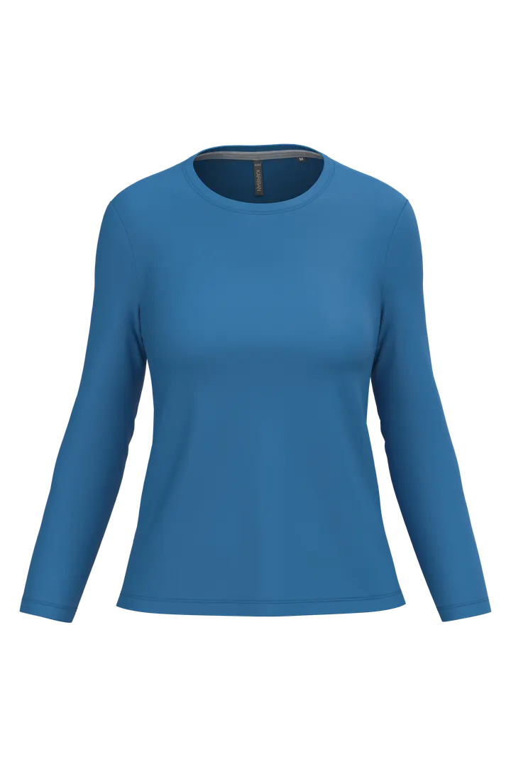 Damen-Langarmshirt mit Rundhalsausschnitt Light Royal Blue