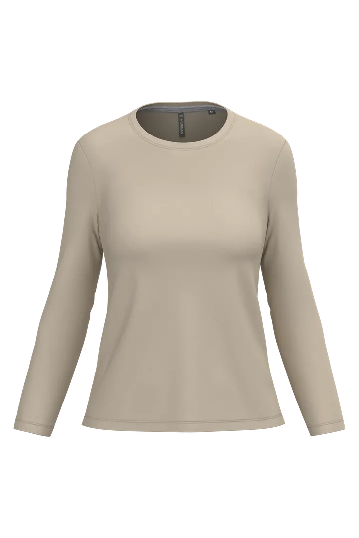 Damen-Langarmshirt mit Rundhalsausschnitt Light Sand