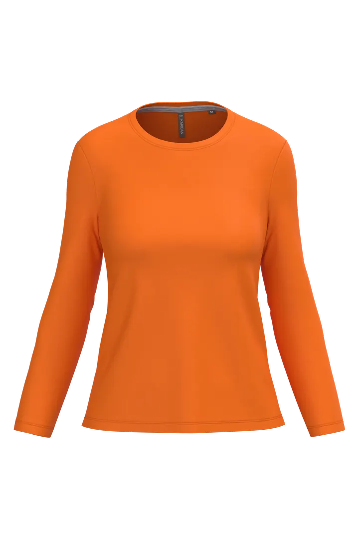 Damen-Langarmshirt mit Rundhalsausschnitt Orange
