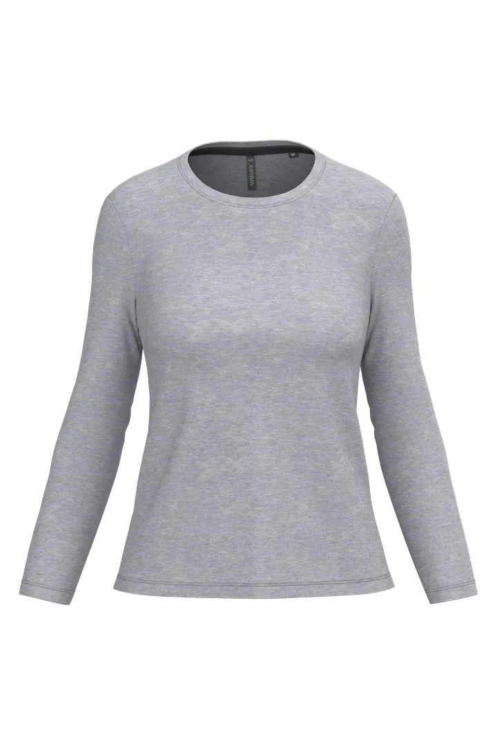 Damen-Langarmshirt mit Rundhalsausschnitt Oxford Grey