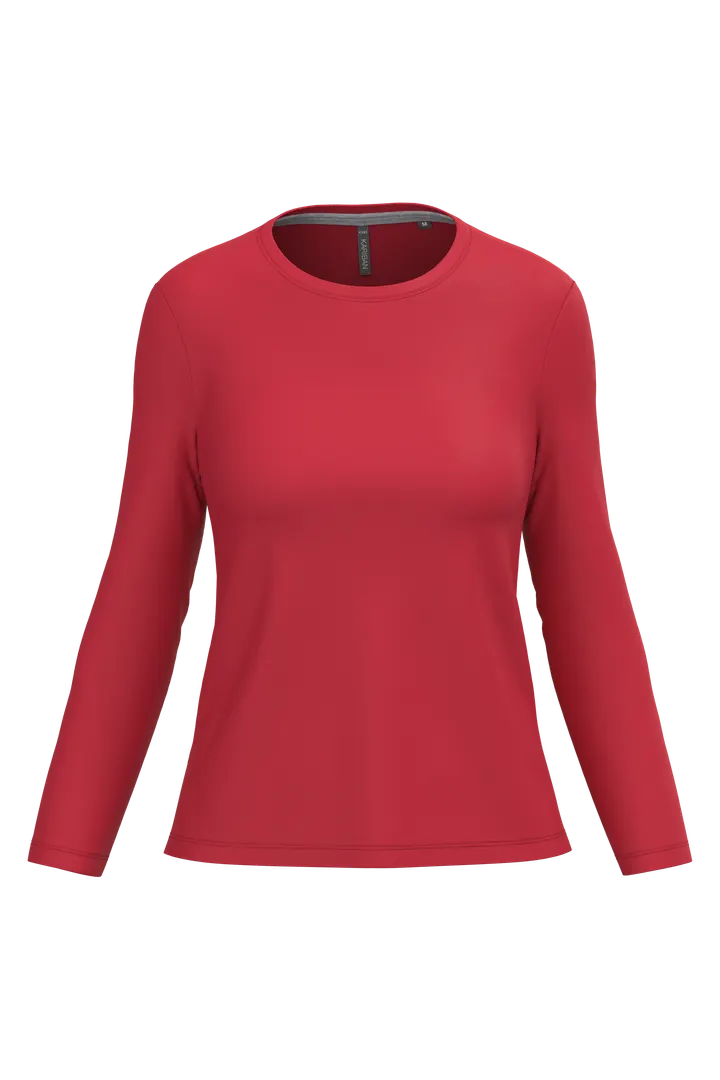 Damen-Langarmshirt mit Rundhalsausschnitt Red