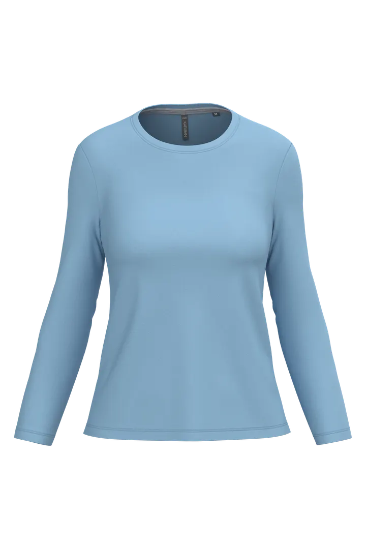 Damen-Langarmshirt mit Rundhalsausschnitt Sky Blue