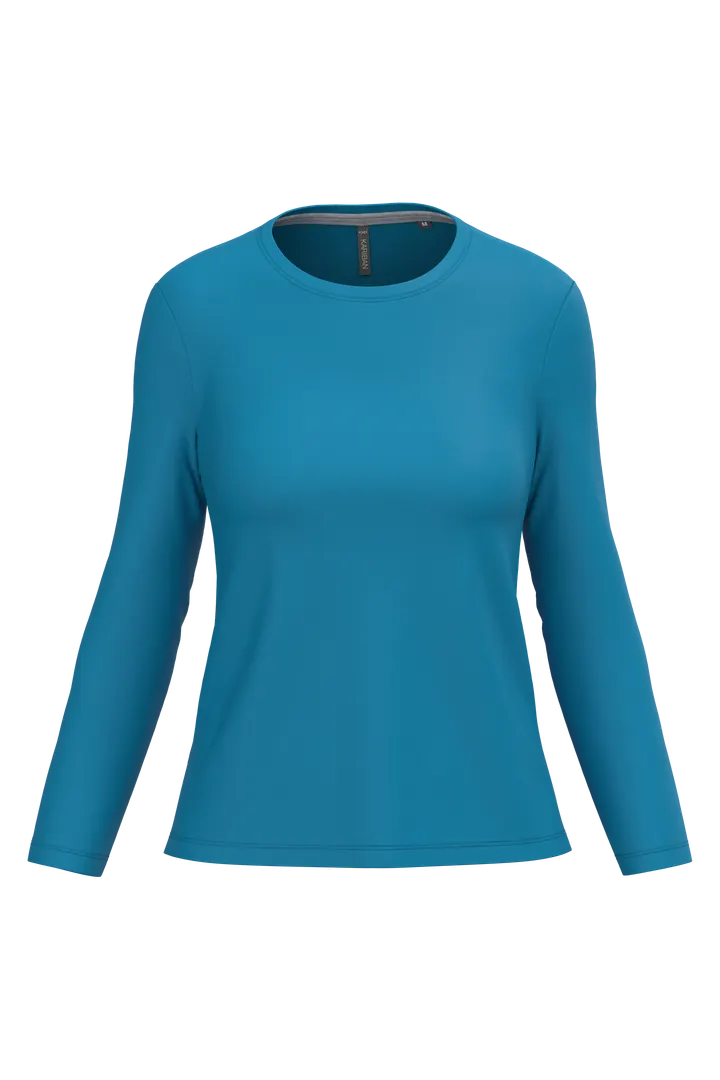 Damen-Langarmshirt mit Rundhalsausschnitt Tropical Blue