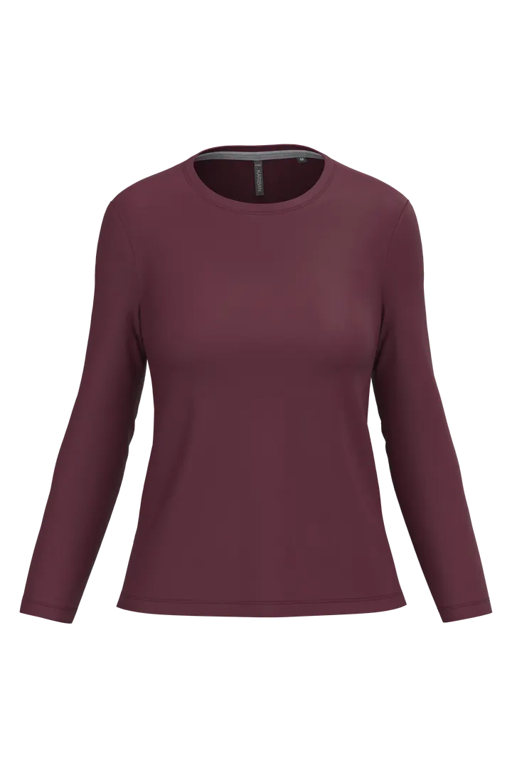Damen-Langarmshirt mit Rundhalsausschnitt Wine