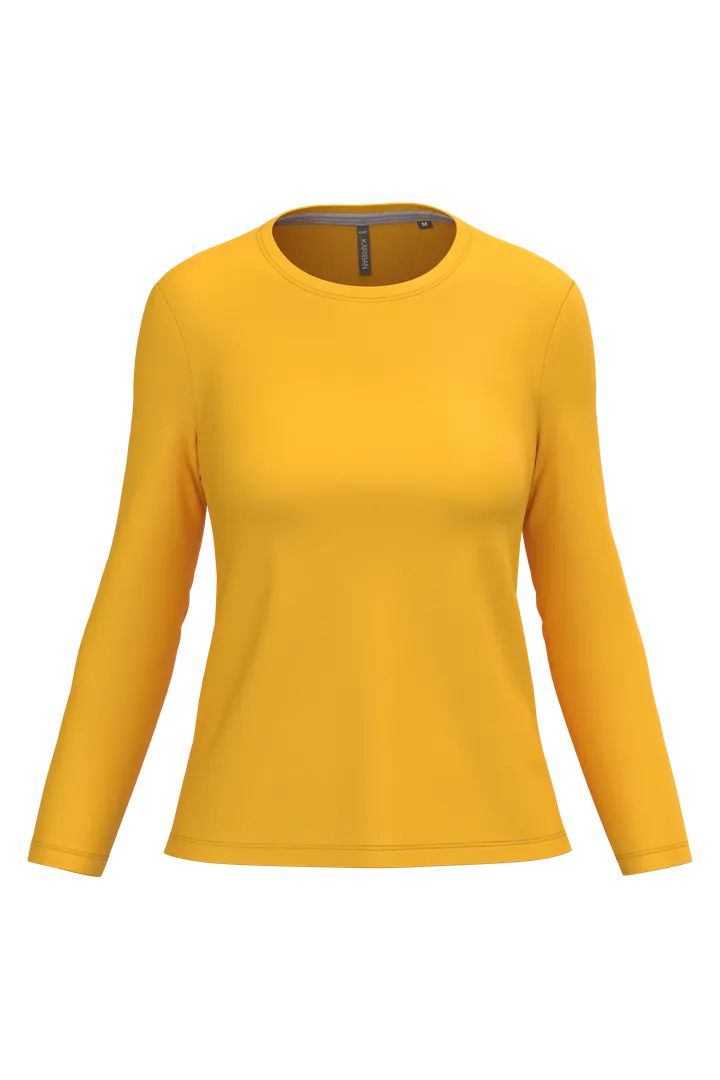 Damen-Langarmshirt mit Rundhalsausschnitt Yellow