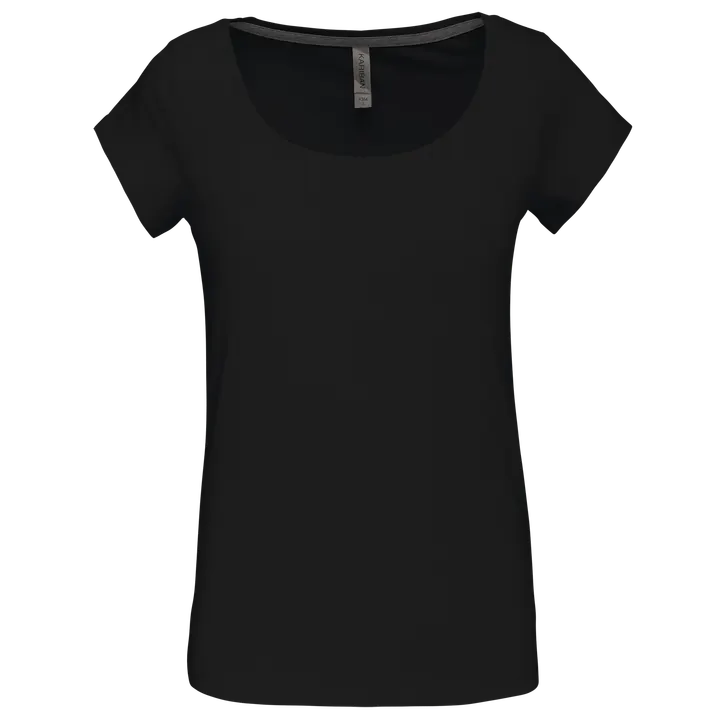 Ladies’ boat neck short-sleeved T-shirt Black