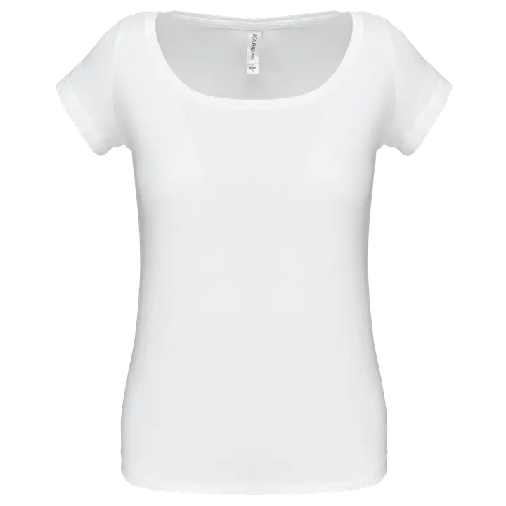 Ladies’ boat neck short-sleeved T-shirt White