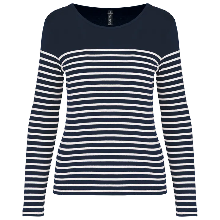 Damen-Marineshirt Langarm Navy / White Stripes