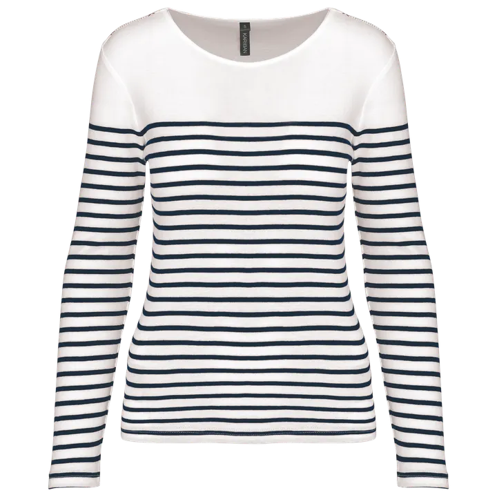 Damen-Marineshirt Langarm White / Navy Stripes