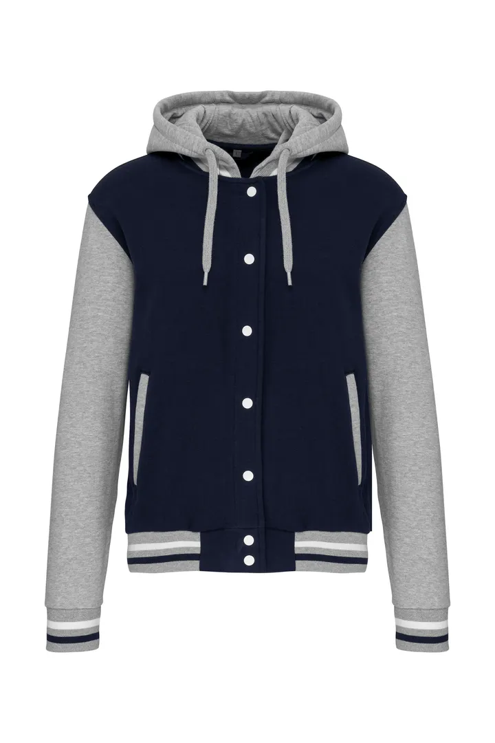 Blouson Teddy à capuche Unisexe Navy / Oxford Grey / White
