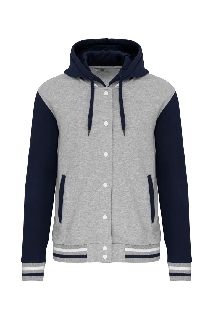 Blouson Teddy à capuche Unisexe Oxford Grey / Navy / White
