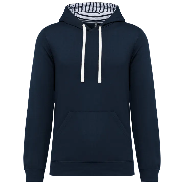 Unisex-Kapuzensweatshirt mit kontrastfarbener Kapuze und Motiven Navy / Mariniere