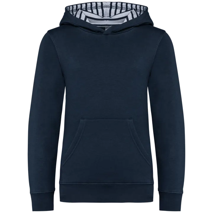 Kapuzensweatshirt mit kontrastfarbener Kapuze und Motiven für Kinder Navy / Mariniere