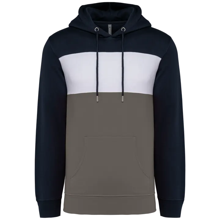 Dreifarbiges Kapuzensweatshirt, Unisex Navy / White / Basalt Grey