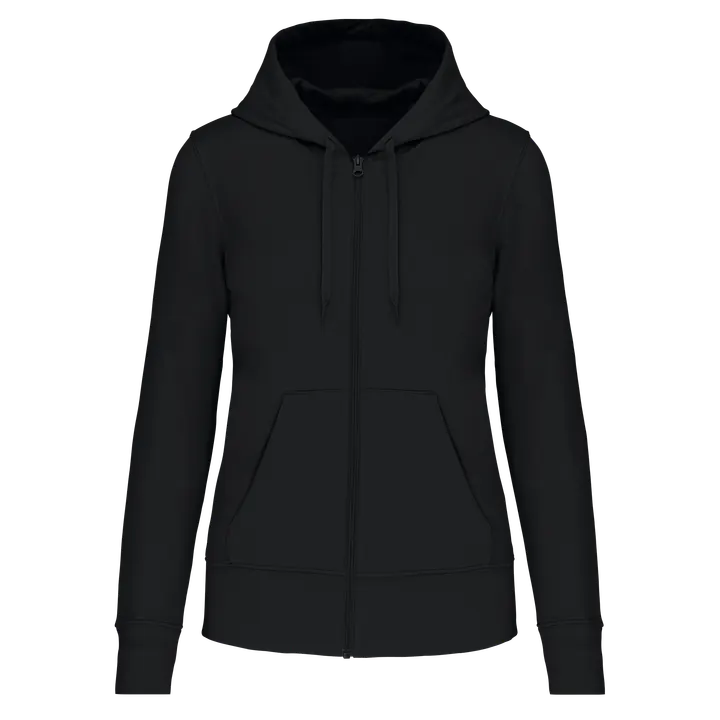 Umweltfreundliches Kapuzensweatshirt mit Reißverschluss Damen Black
