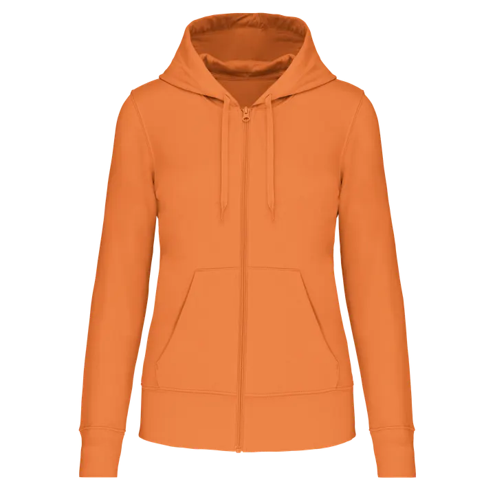 Umweltfreundliches Kapuzensweatshirt mit Reißverschluss Damen Light Orange