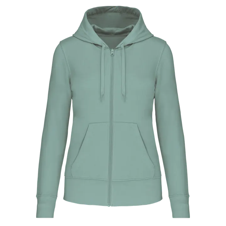Umweltfreundliches Kapuzensweatshirt mit Reißverschluss Damen Sage