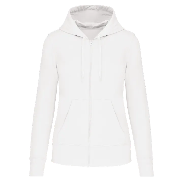 Umweltfreundliches Kapuzensweatshirt mit Reißverschluss Damen White