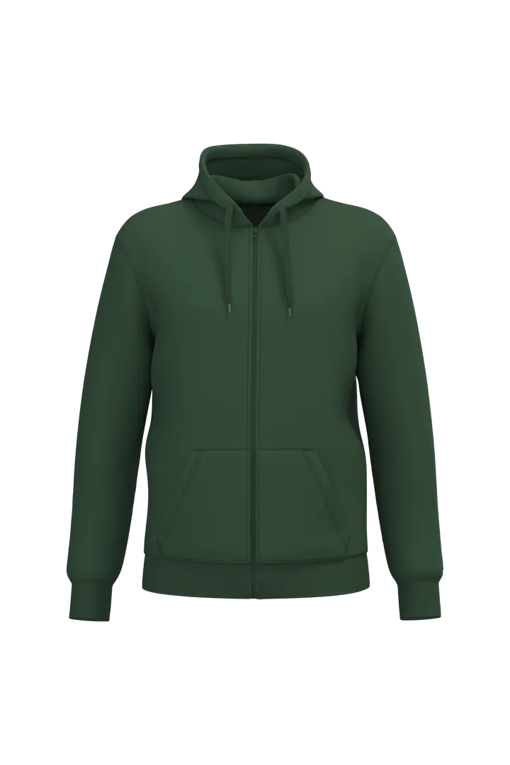 Sweat-shirt recyclé zippé à capuche unisexe Forest Green