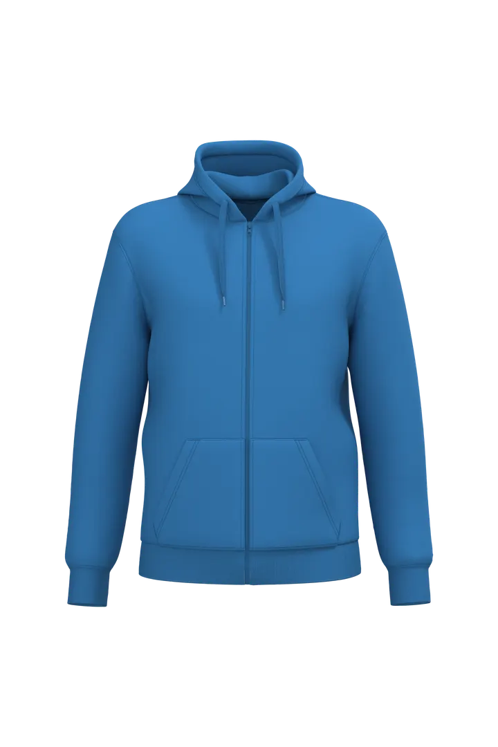 Sweat-shirt recyclé zippé à capuche unisexe Light Royal Blue