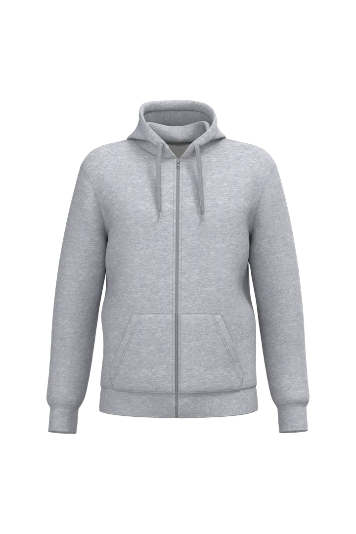 Sweat-shirt recyclé zippé à capuche unisexe Oxford Grey
