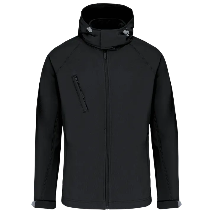 Herren Softshell-Jacke mit Abnehmbare Kapuze Black