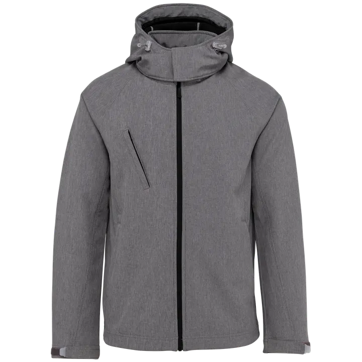 Herren Softshell-Jacke mit Abnehmbare Kapuze Marl Grey