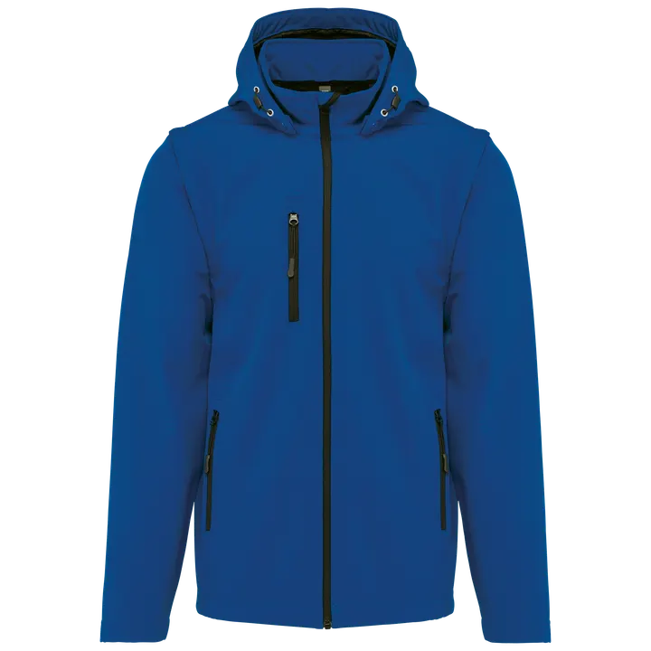 Veste Softshell 3 couches à capuche avec manches amovibles unisexe Dark Royal Blue
