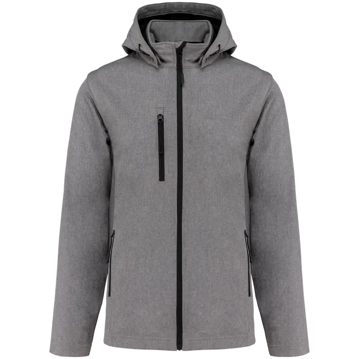 Veste Softshell 3 couches à capuche avec manches amovibles unisexe Marl Grey