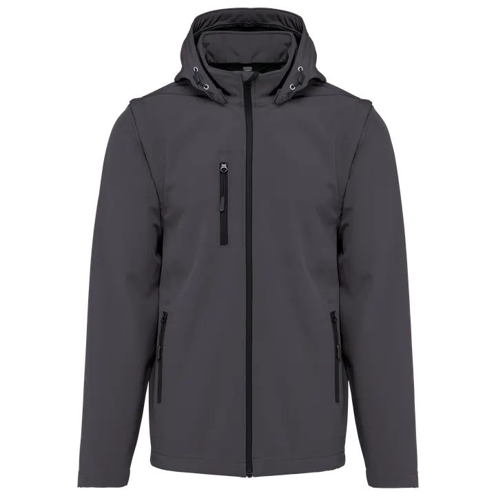 Veste Softshell 3 couches à capuche avec manches amovibles unisexe Titanium