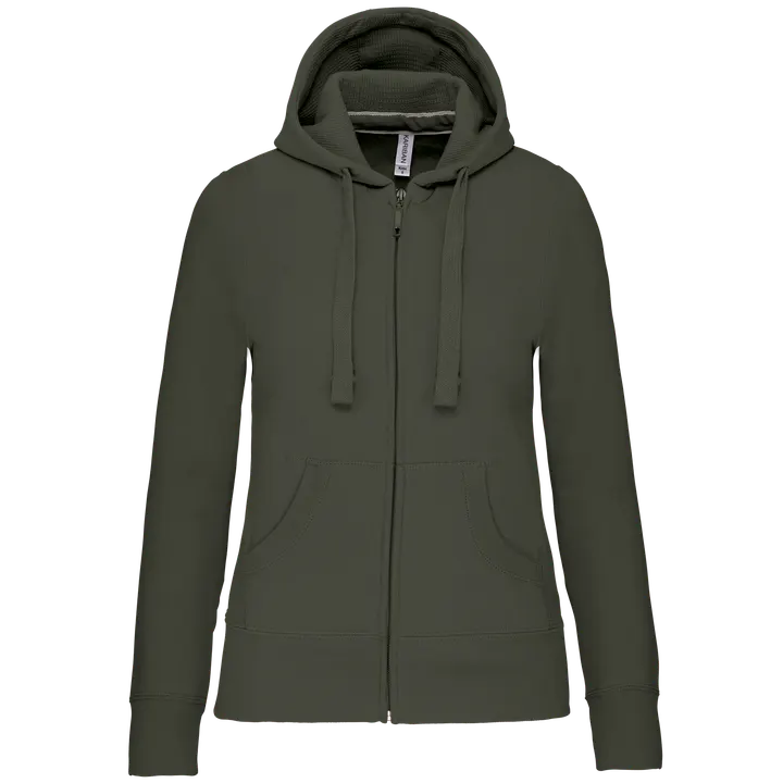 DAMEN KAPUZENSHIRT mit Reißververschluss Dark Khaki