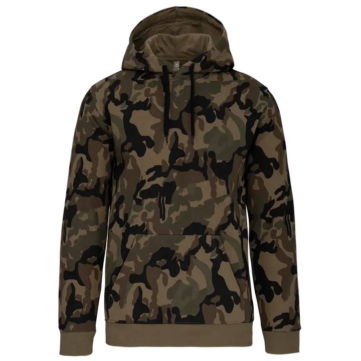 Herren Kapuzensweatshirt Olive Camouflage