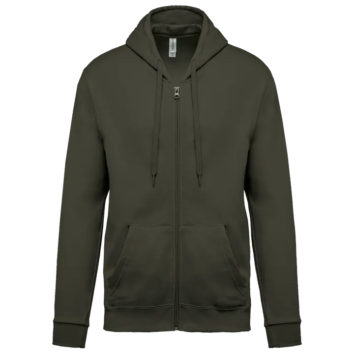 Sweat-shirt zippé capuche unisexe Dark Khaki