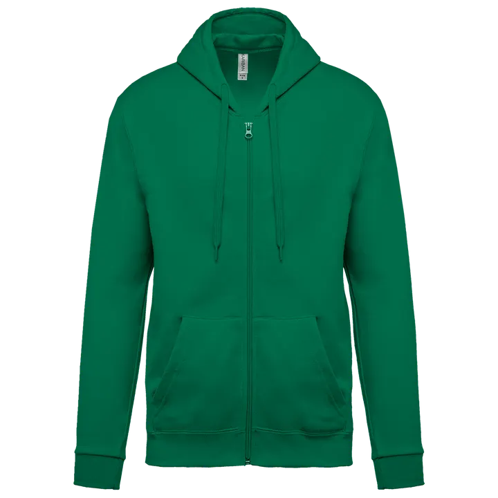 Sweat-shirt zippé capuche unisexe Kelly Green