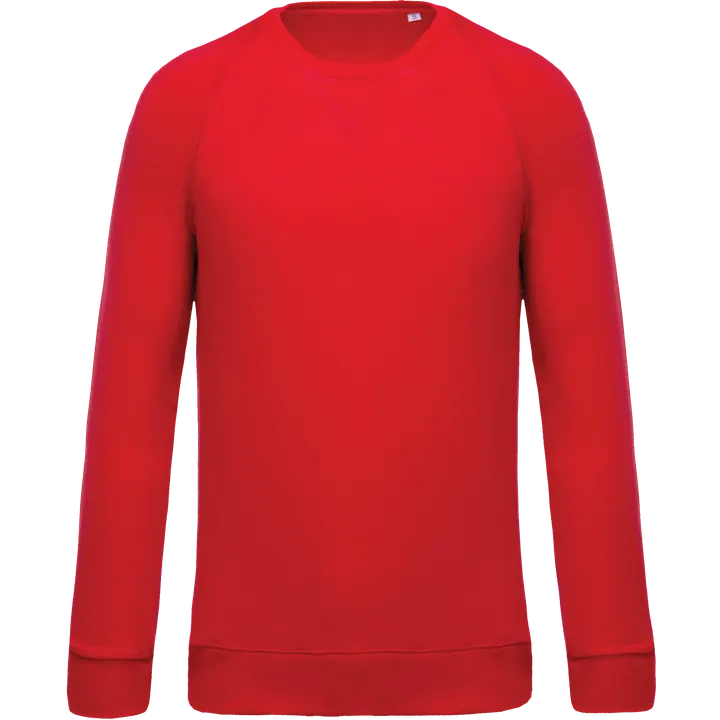 Herren Sweatshirt BIO-BAUMWOLLE Rundhalsausschnitt Raglanärmel Red