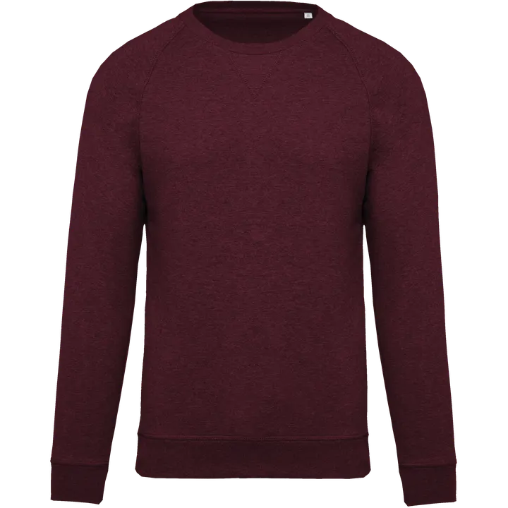 Herren Sweatshirt BIO-BAUMWOLLE Rundhalsausschnitt Raglanärmel Wine Heather