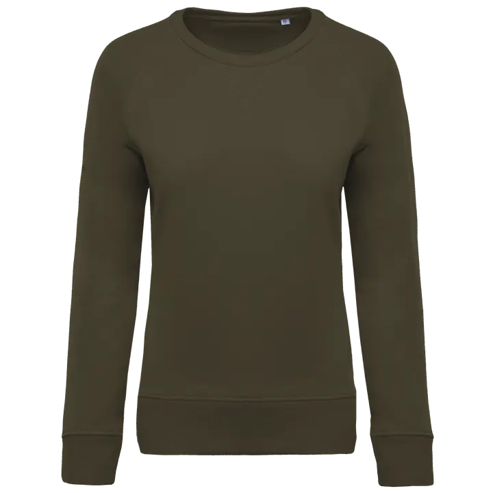 Damen Sweatshirt BIO-BAUMWOLLE Rundhalsausschnitt Raglanärmel Mossy Green