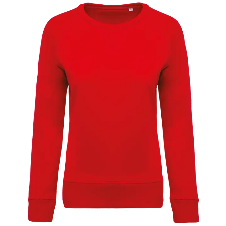 Damen Sweatshirt BIO-BAUMWOLLE Rundhalsausschnitt Raglanärmel Red
