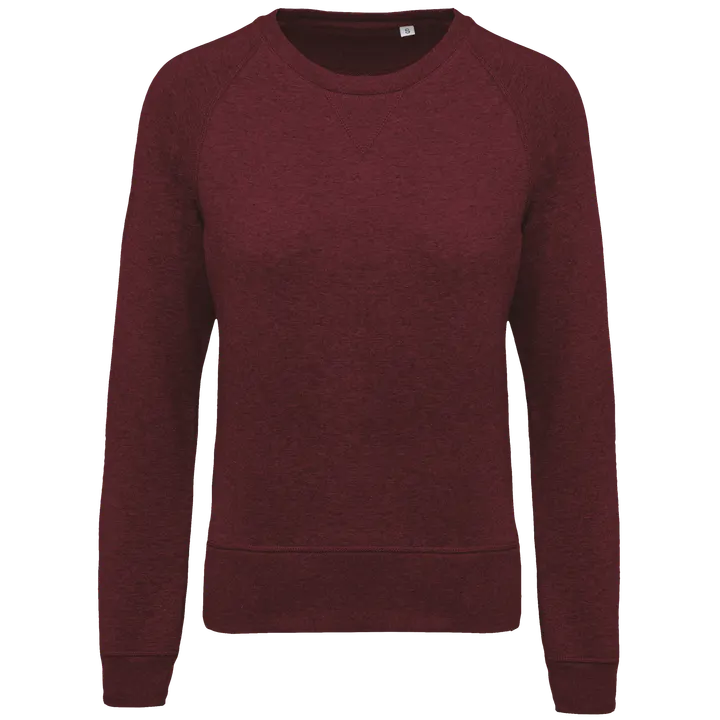 Damen Sweatshirt BIO-BAUMWOLLE Rundhalsausschnitt Raglanärmel Wine Heather