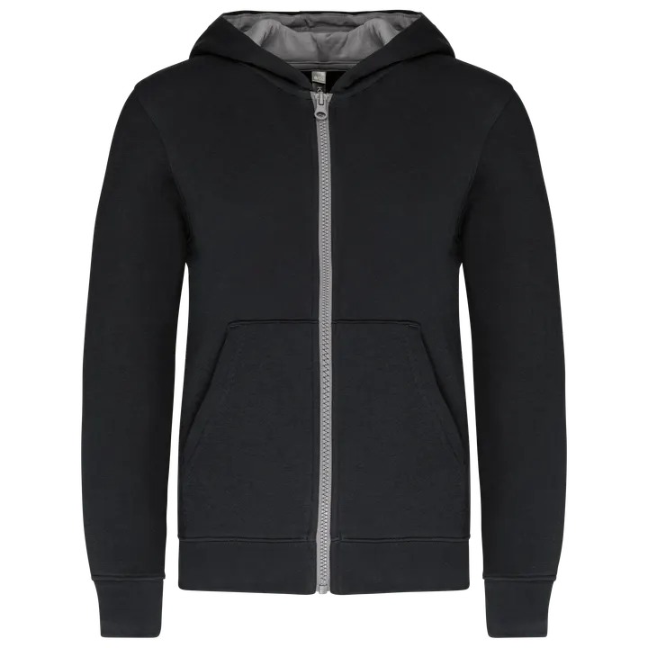 Kinder KAPUZENSWEATSHIRT mit Reißverschluss Black / Fine Grey
